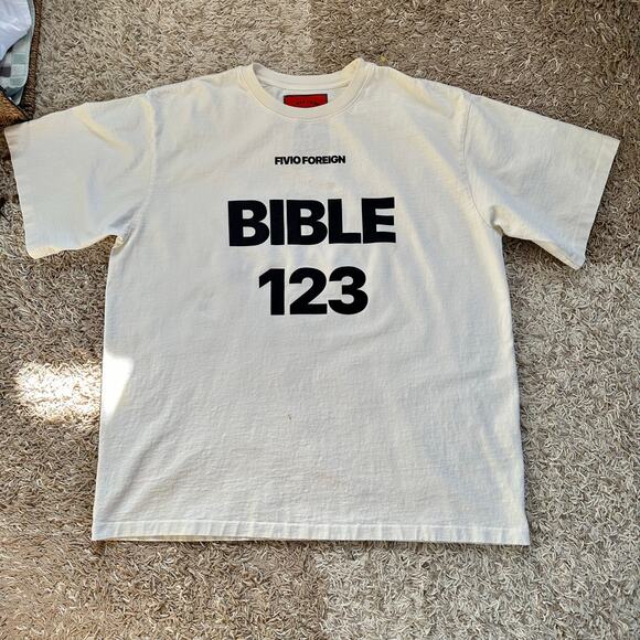 Rivington Roi Rebis Fivio Foreign Bible Promo NYC Exclusive White Tee XL RRR123 - Picture 2 of 8